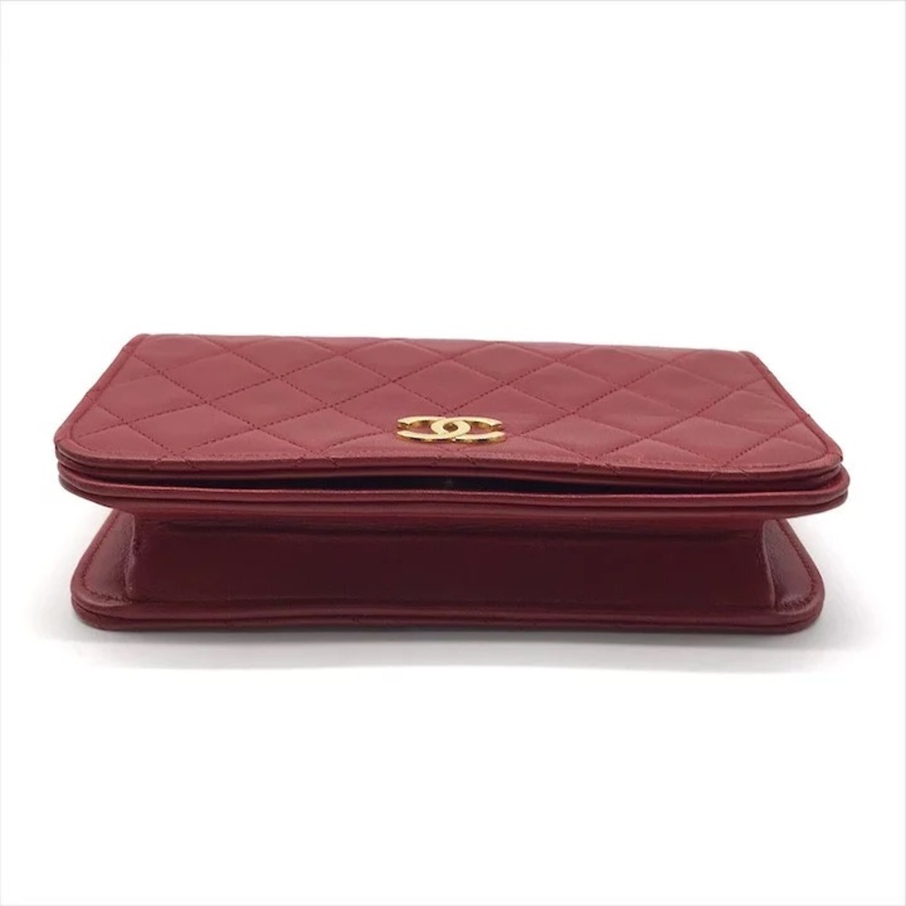 Authentic CHANEL red Lambskin classic single flap 24k gold shoulder bag - Picture 11 of 13